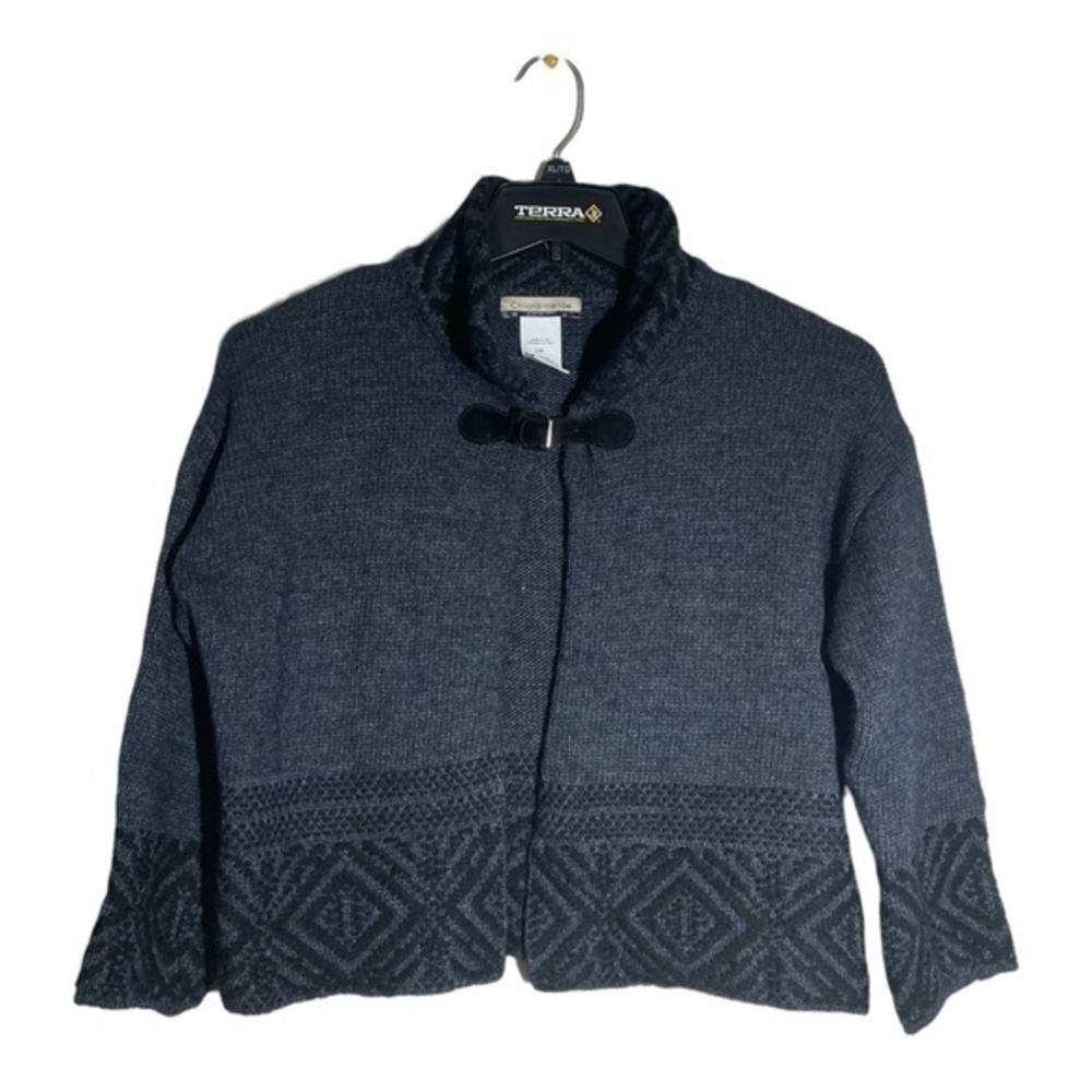 Chiaramente Womens Grey Open Cardigan Top Buckle Wool Alpaca Blend Cropped Size